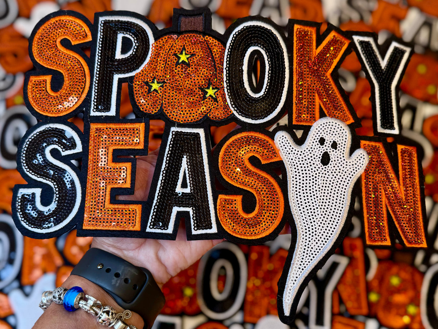 Sequin Spooky Season Patch, Sequin Patch, Spooky Patch, Iron on Patch, Ghost Patch, Halloween Patch, Fall Patches, DIY Patch