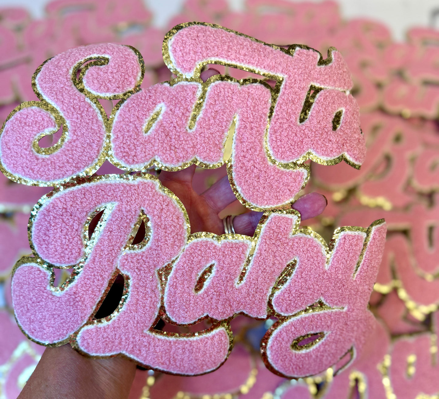 Chenille Glitter Santa Baby Patch: Iron On, Retro Christmas DIY