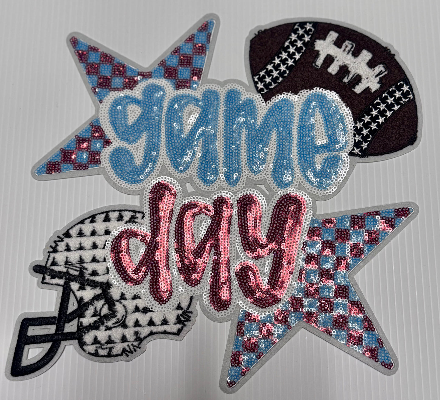 Football Game Day Patch, 11 in Patch,Game Day Patch, Red and Blue Patch, Sequin Football Patch, Sports Patch, Sequin Patch, Iron on Patch, DIY