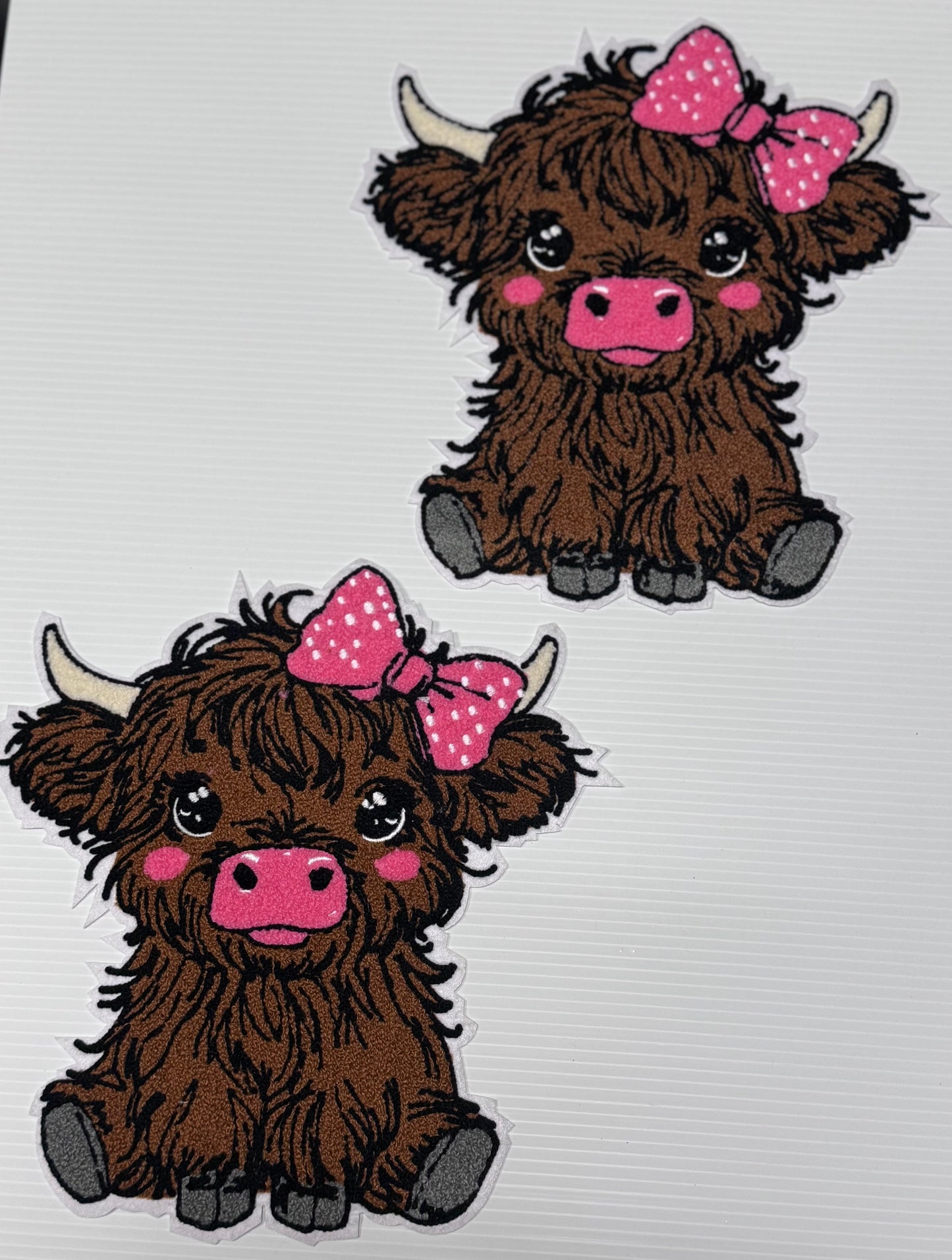 Highland Cow Patch, 11 in Patch, Chenille Patch, Cow Patch, Pink Patch, Farm Patch, Iron on Patch, DIY