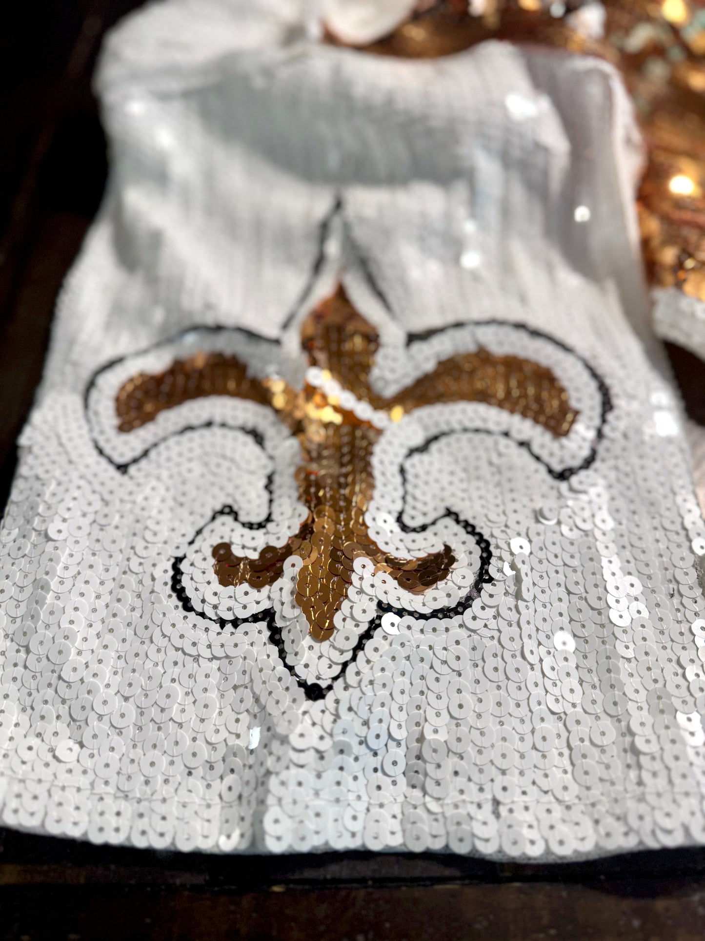New Orleans Saints, White and Gold Sequin Jersey Dress, NFL Sequin Dress, Game Day Dress, New Orleans Attire