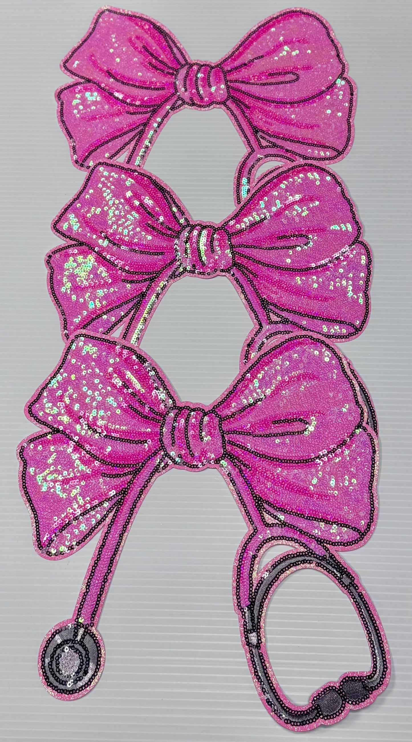 Stethoscope Bow Patch, 11 in Sequin Patch, Nurse Patch, Medical Patch, Pink Patch, Iron on Patch, DIY