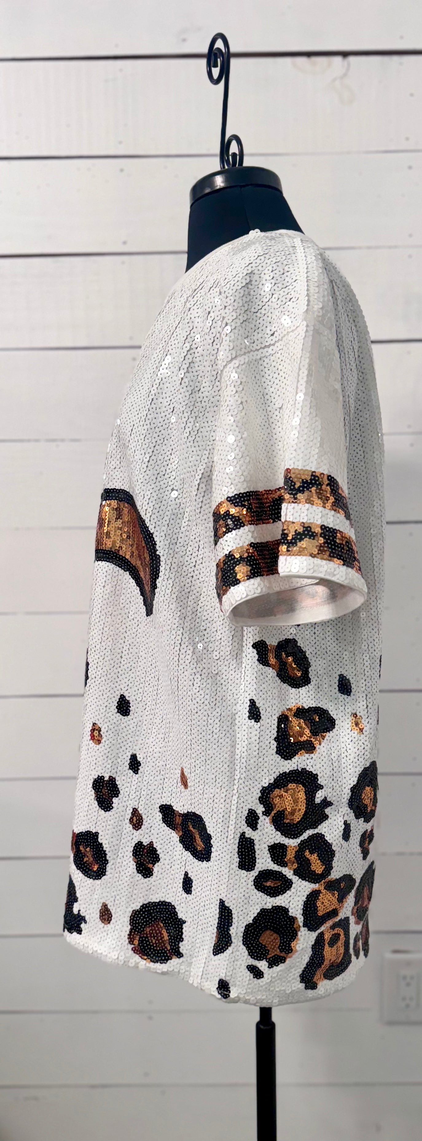 Exclusive Sequin Jersey Dress, Leopard Fleur De Lis, White and Gold Leopard Sequin Jersey Dress, Football Jersey Dress, Football Sequin Dress, New Orleans Attire