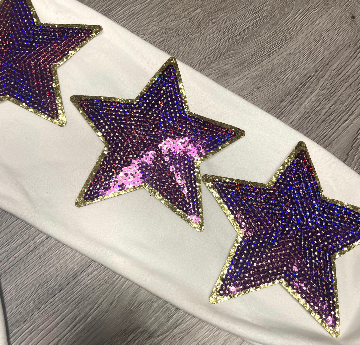 Touch Down Purple Game Day Chenille Patch, Sequin Star Patch, DIY patch, Iron on Patch, Gold glitter backing