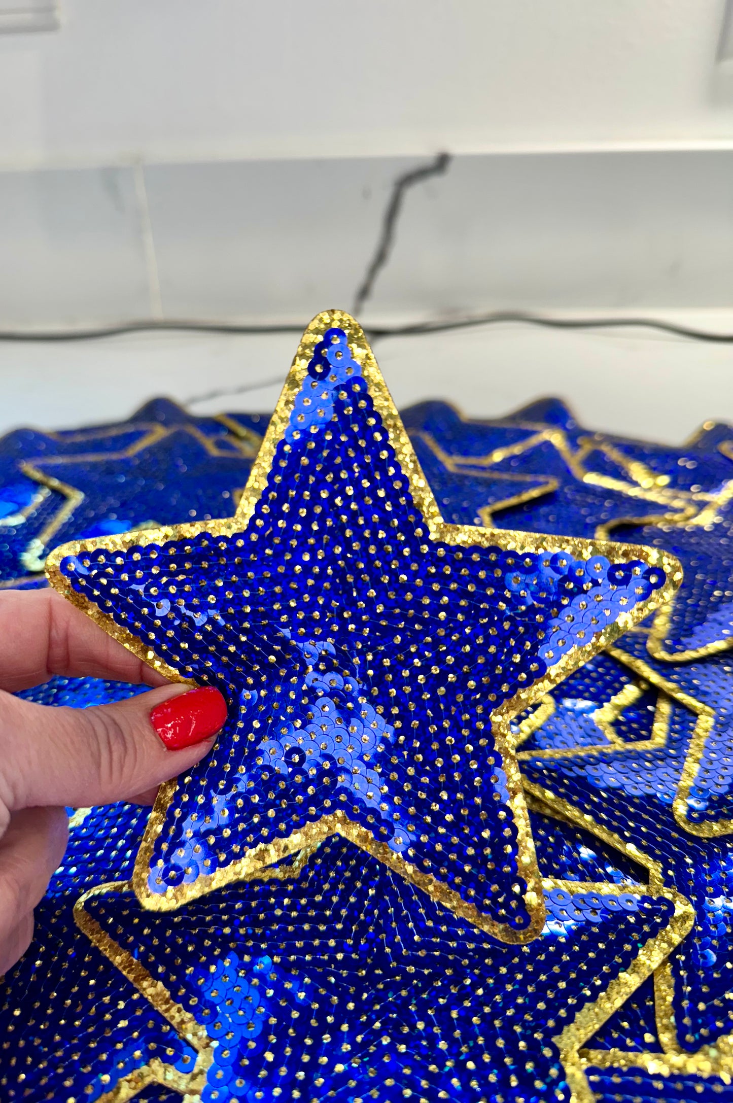 Star Patch, Sequin Star Patch , Royal Blue and Gold 5" Sequin Star Patch, Iron on Patch, DIY, Trucker Hat Patch, Preppy Patch Trendy Patch Patch, Sequin Star