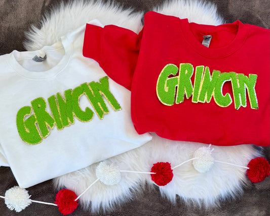 Grinchy Green and Glitter Chenille Patch 11” One Single Patch Christmas, Patches