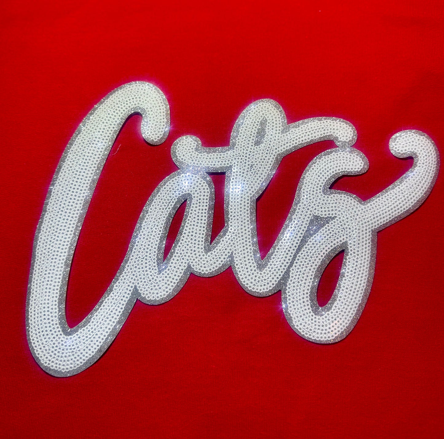 Sequin Cats Patch, Mascot Sequin Patch, Game Day Patch, DIY patch, Iron on Patch, Silver Glitter Backing