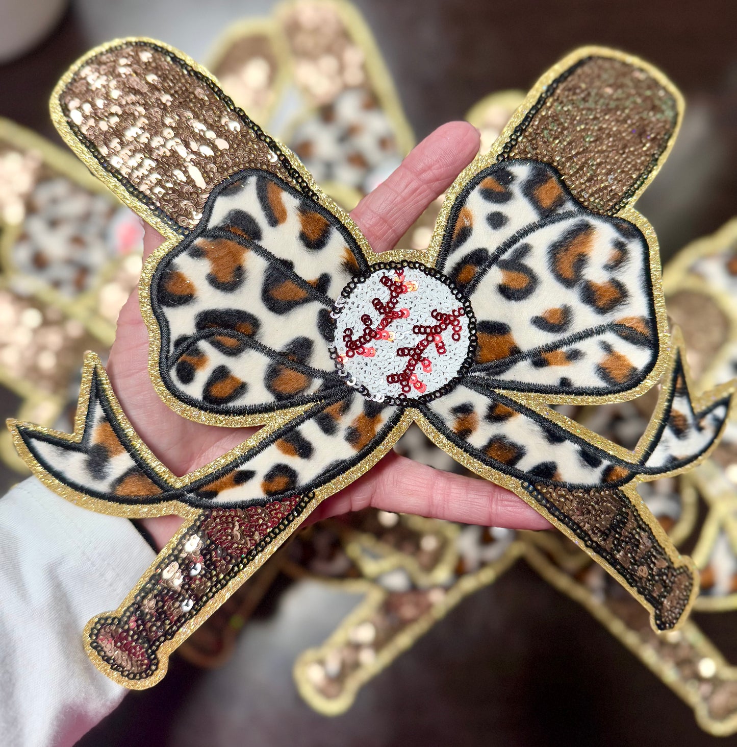 Baseball Patch, Sequin Baseball Bats and Bow Patch, Baseball Patch, Iron On Patch, Glitter Patch , DIY Patch, Bow Patch