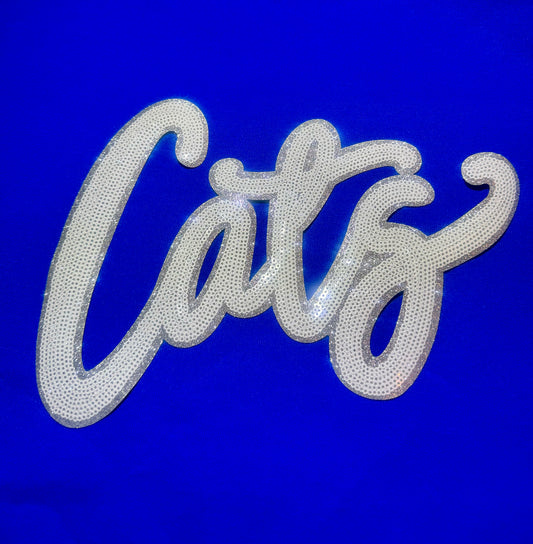 Sequin Cats Patch, Mascot Sequin Patch, Game Day Patch, DIY patch, Iron on Patch, Silver Glitter Backing