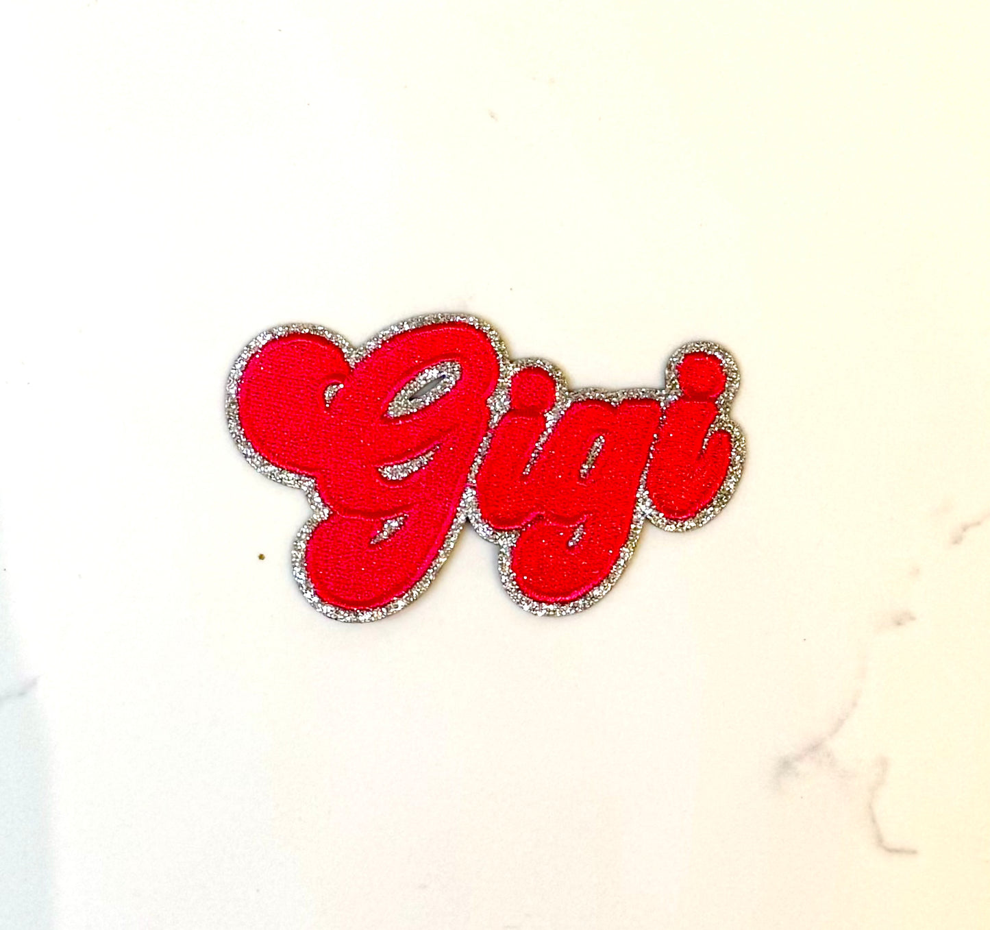 GiGi Patch, Embroidery and Glitter Patch, Trucker Hat Patch, Iron On Patch, Pink Patch, DIY Patch