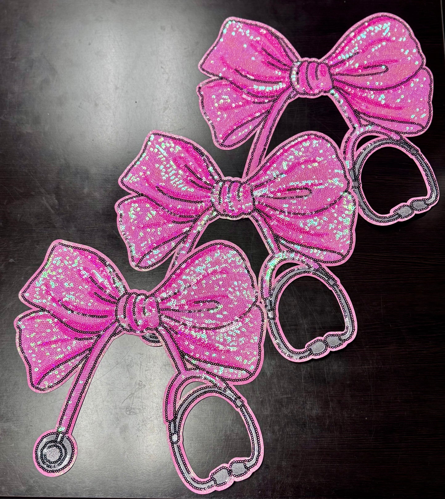 Stethoscope Bow Patch, 11 in Sequin Patch, Nurse Patch, Medical Patch, Pink Patch, Iron on Patch, DIY