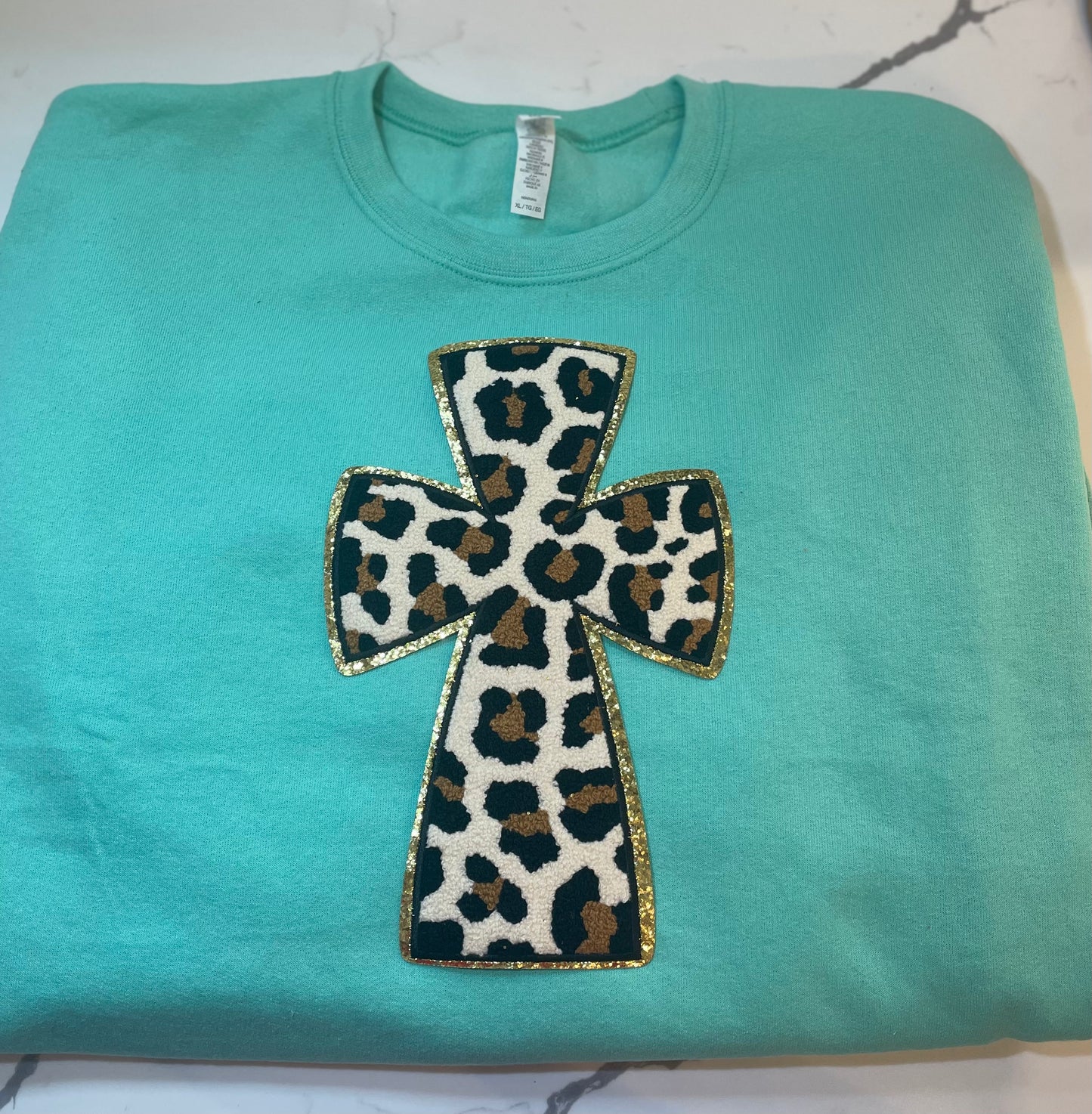 Leopard Chenille and Glitter Cross , Easter Cross, Gift for Easter