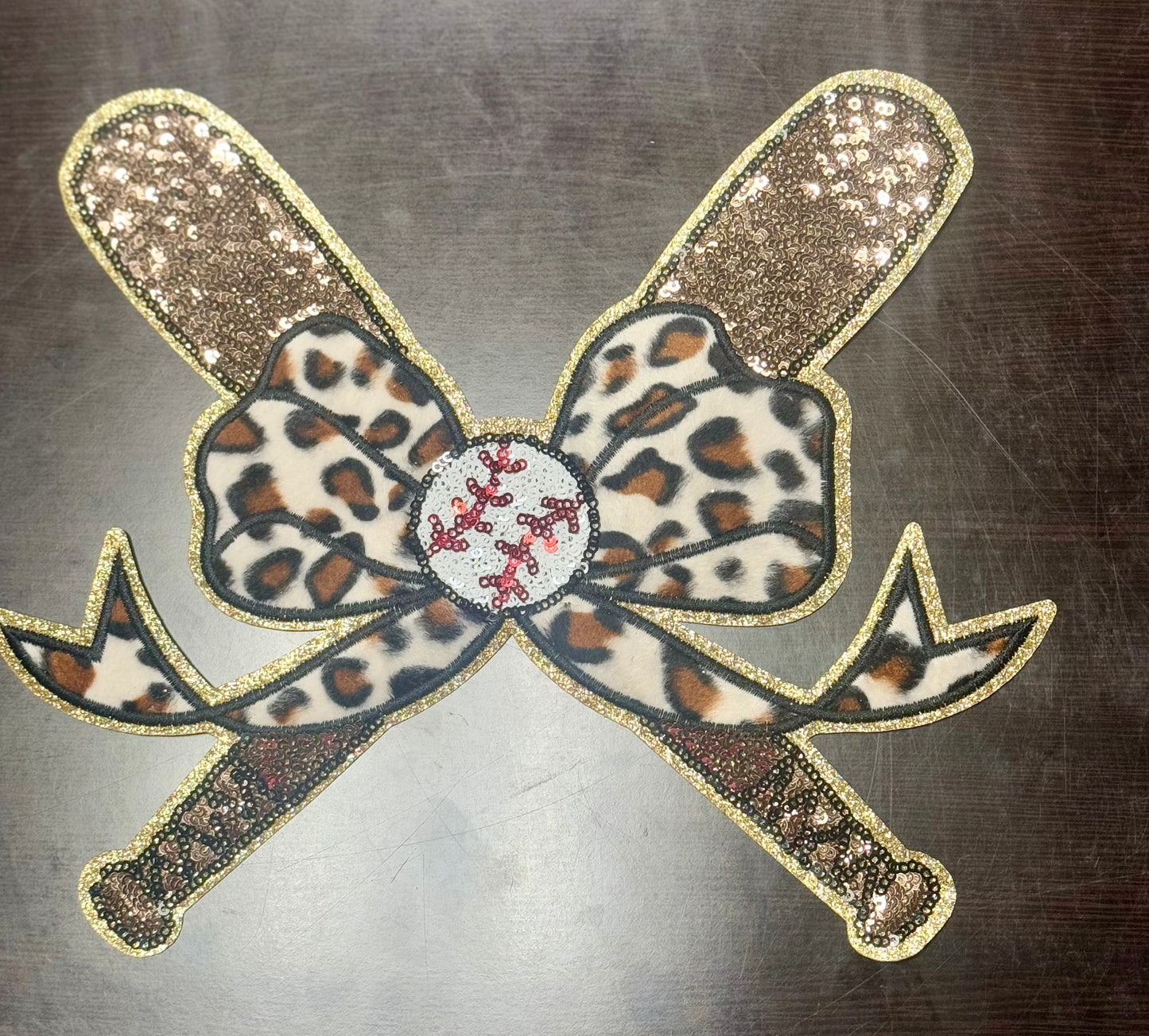 Baseball Patch, Sequin Baseball Bats and Bow Patch, Baseball Patch, Iron On Patch, Glitter Patch , DIY Patch, Bow Patch
