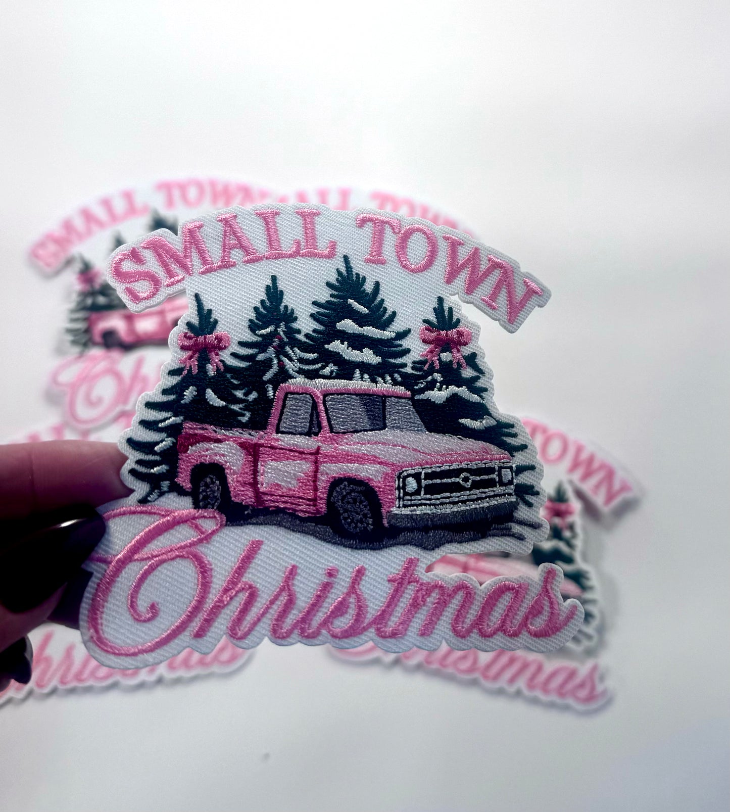 Small Town Christmas Patch, Pink Patch, Christmas Trucker Hat Patch, Country Christmas Patch, DIY