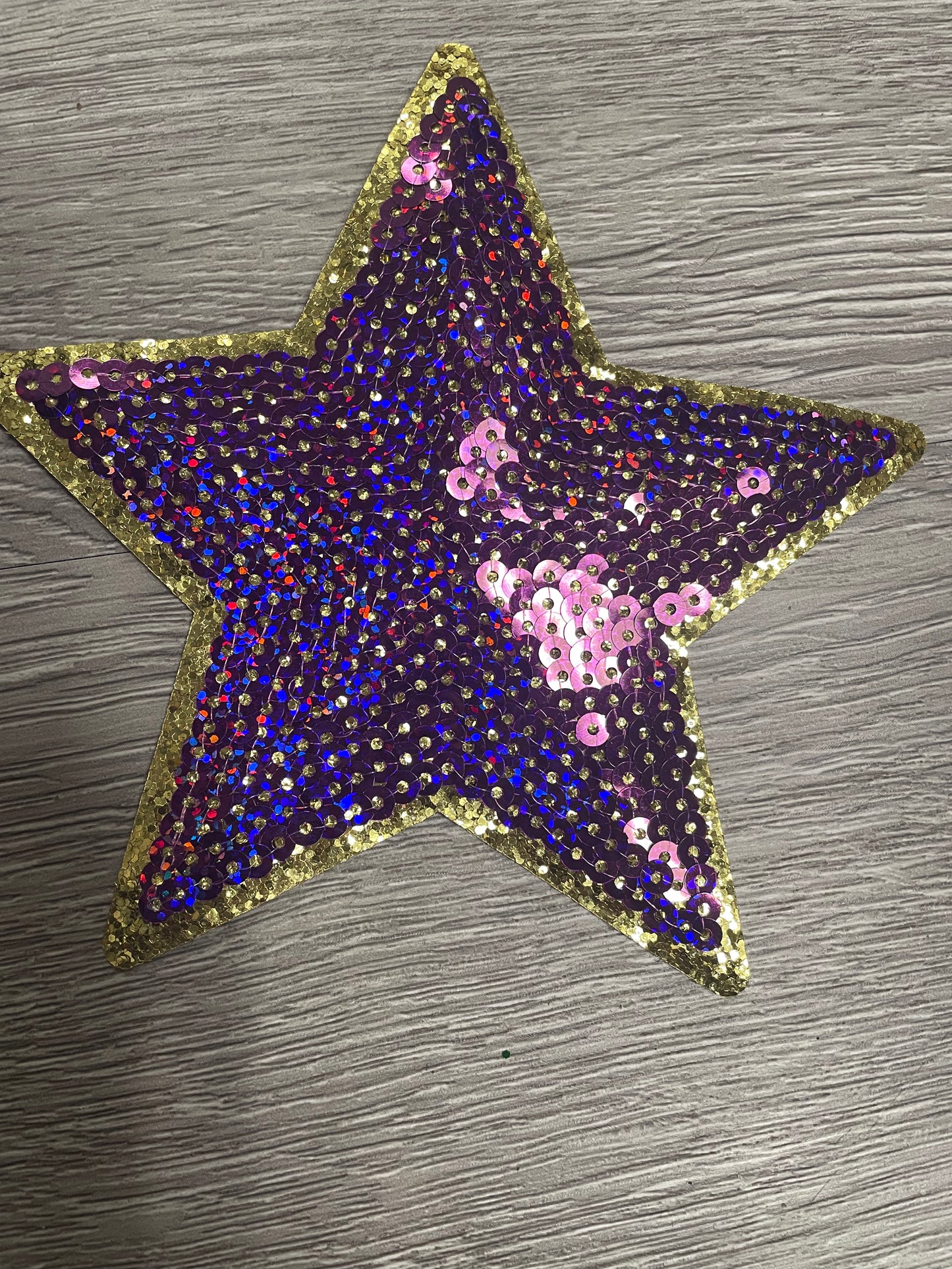 Touch Down Purple Game Day Chenille Patch, Sequin Star Patch, DIY patch, Iron on Patch, Gold glitter backing