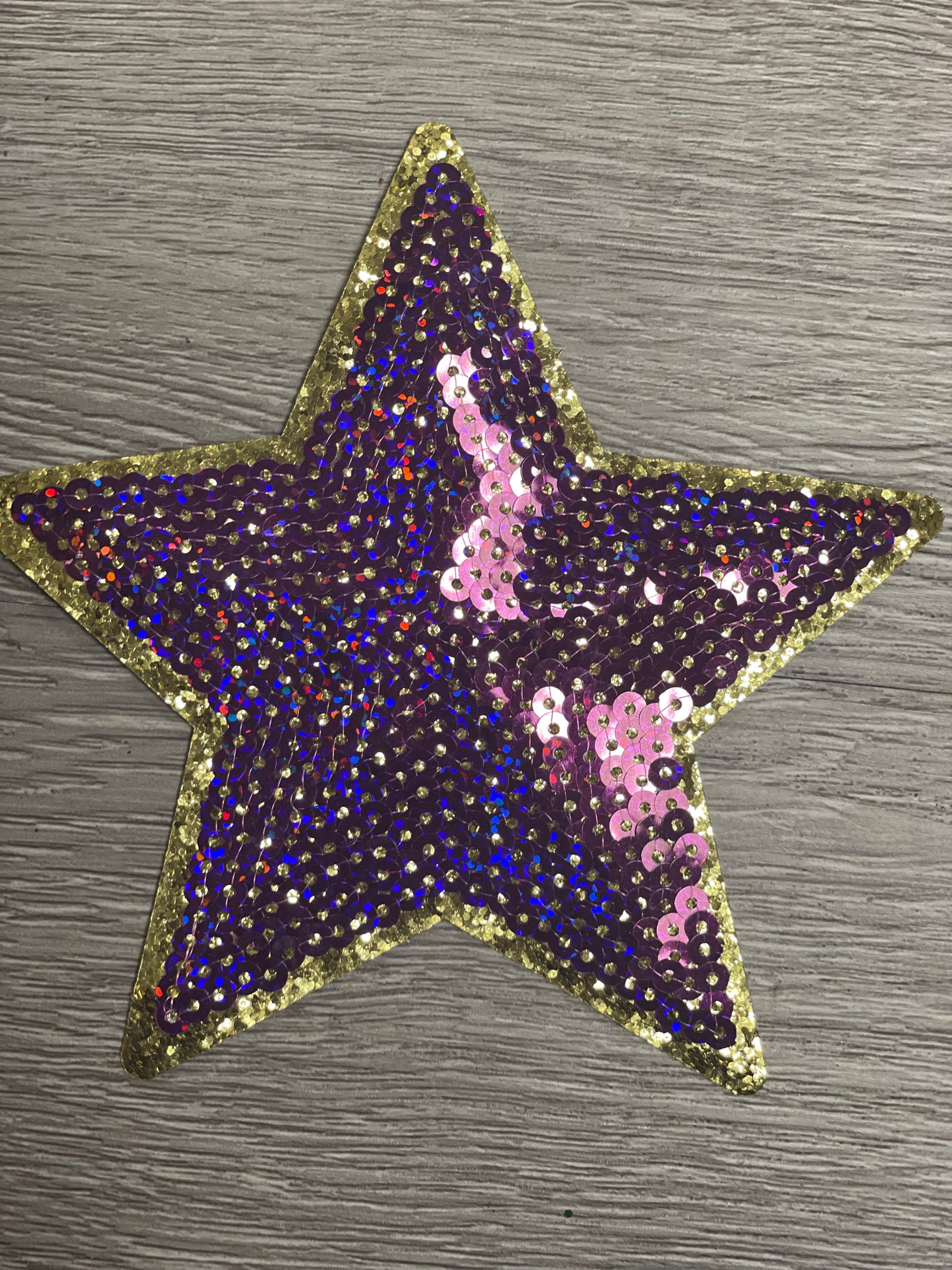 Touch Down Purple Game Day Chenille Patch, Sequin Star Patch, DIY patch, Iron on Patch, Gold glitter backing