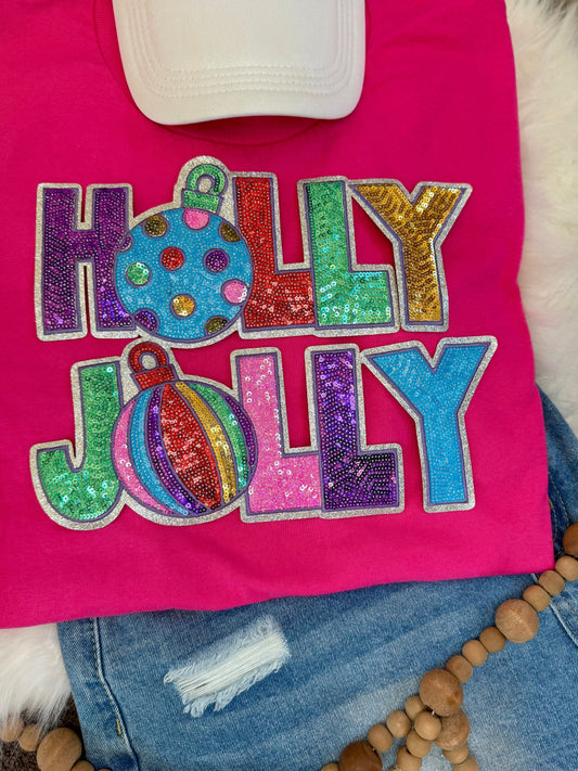 Holly Jolly Patch: Sequin Christmas Applique - 11 inch patch