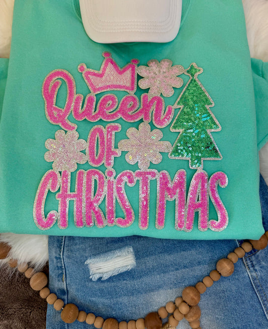 Queen of Christmas Patch: Christmas Applique - 11 inch Sequin patch