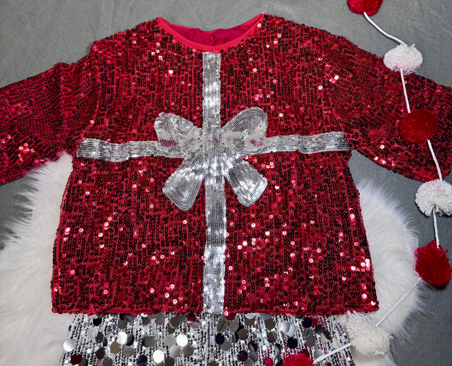 Christmas Gift Sequin Crop Top: Christmas Attire