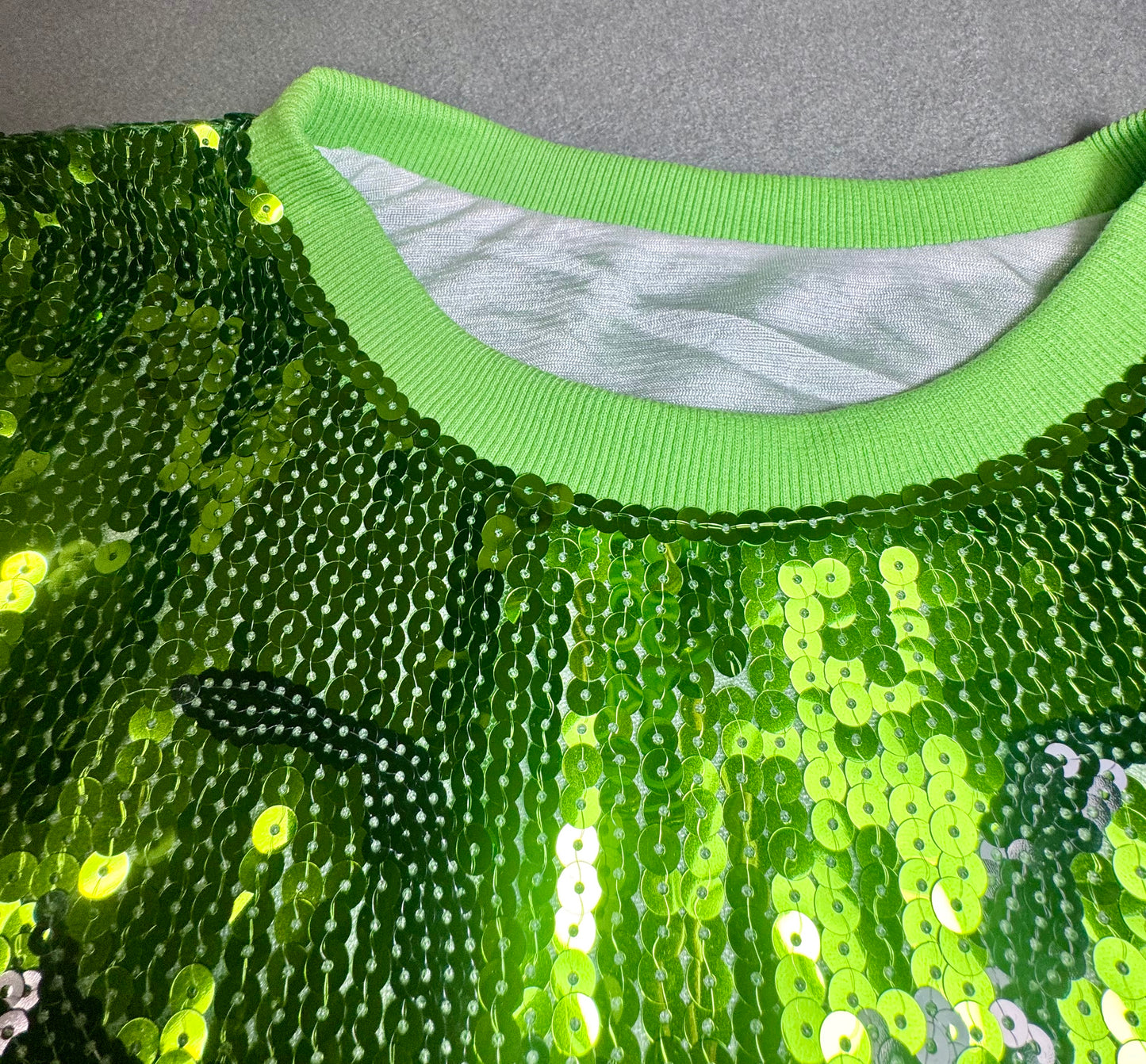 Grinchy Sequin Top: Christmas Attire