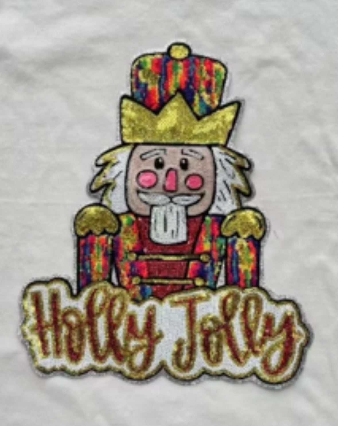 Sequin Holly Jolly Nutcracker Iron on Patch