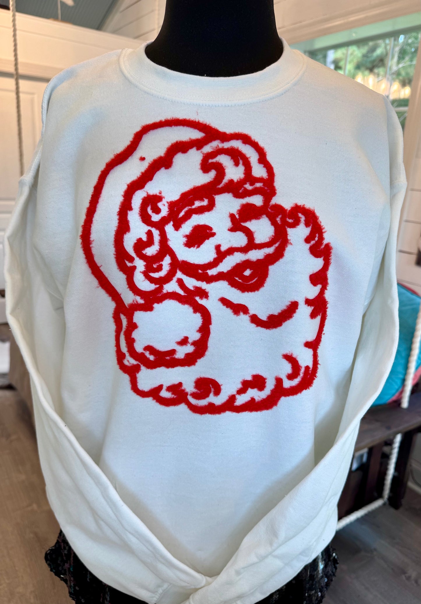Santa Fluffy Red Patch: Mama and Me Iron-On DIY Applique