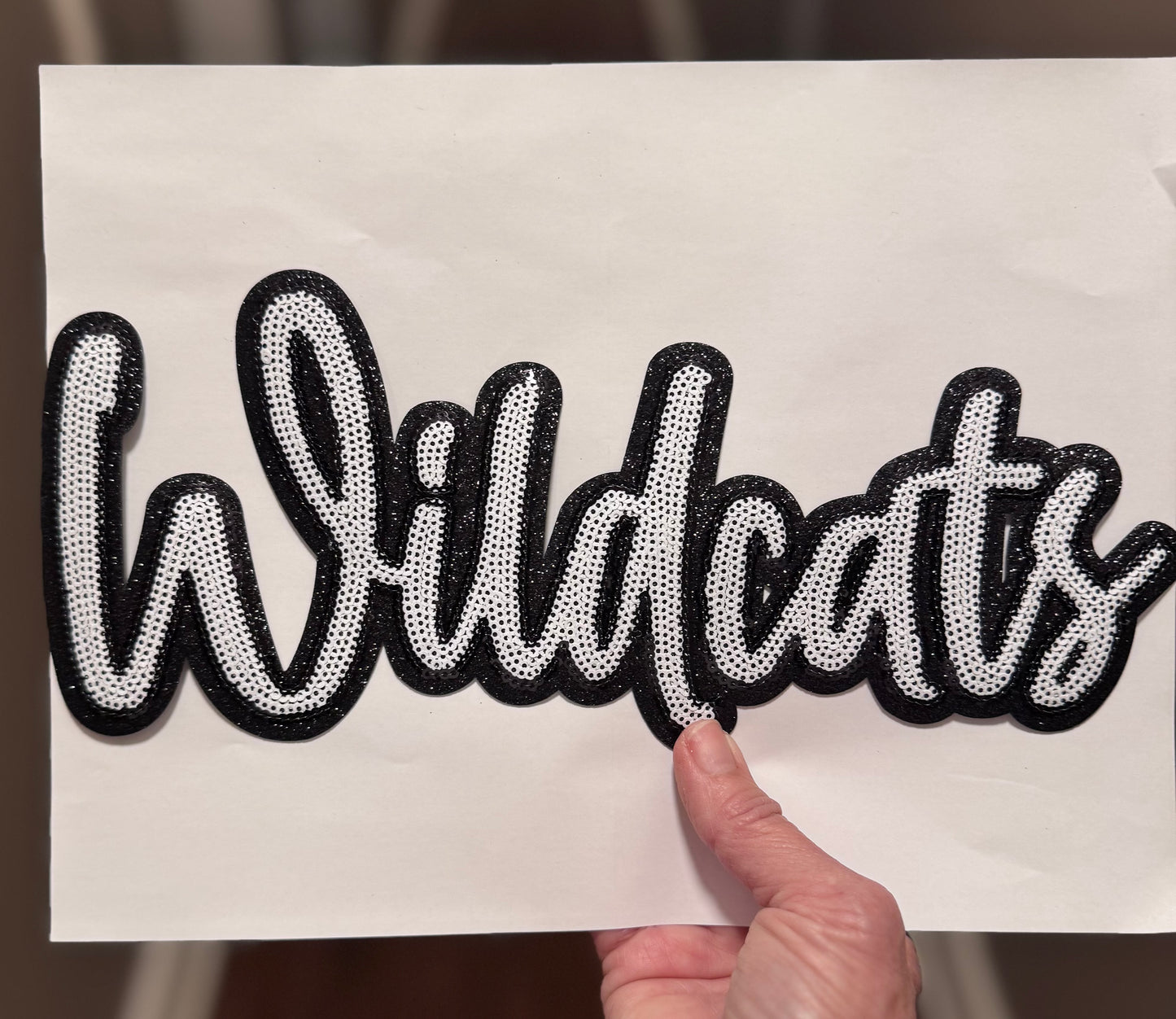 Sequin Wildcats Patch: Black Glitter Iron On Applique