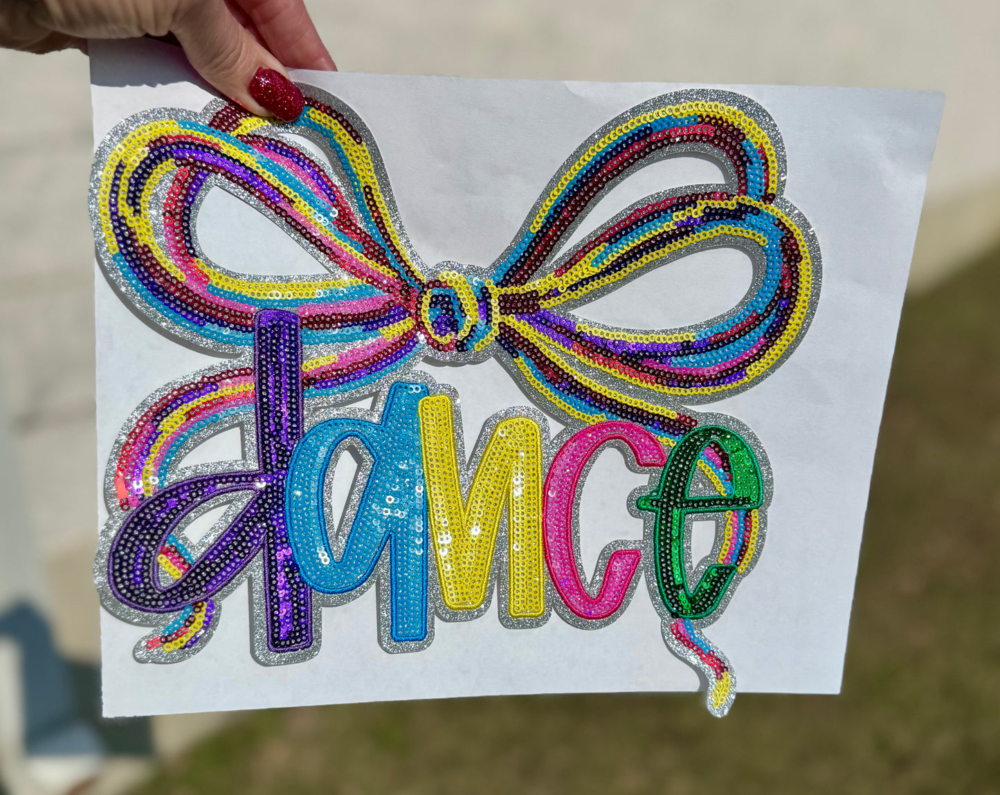 Dance Sequin Bow Patch, Iron on Applique, DIY