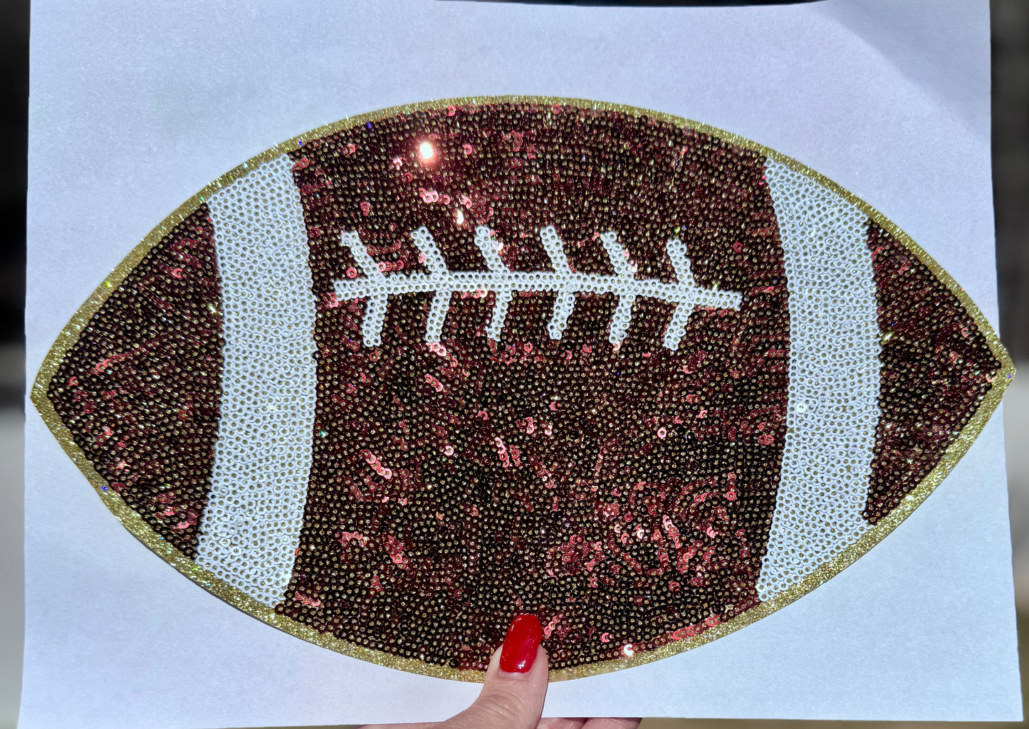 Football Sequin Patch, Iron on Patches, Game Day, DIY