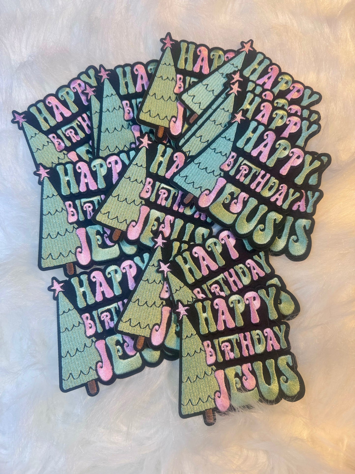 Happy Birthday Jesus Patch, Embroidered Patch, Christmas Patch, Trucker Hat Patch, Religious Patch, Iron on Patch, DIY Patch, Patch for Hat, Holiday patch