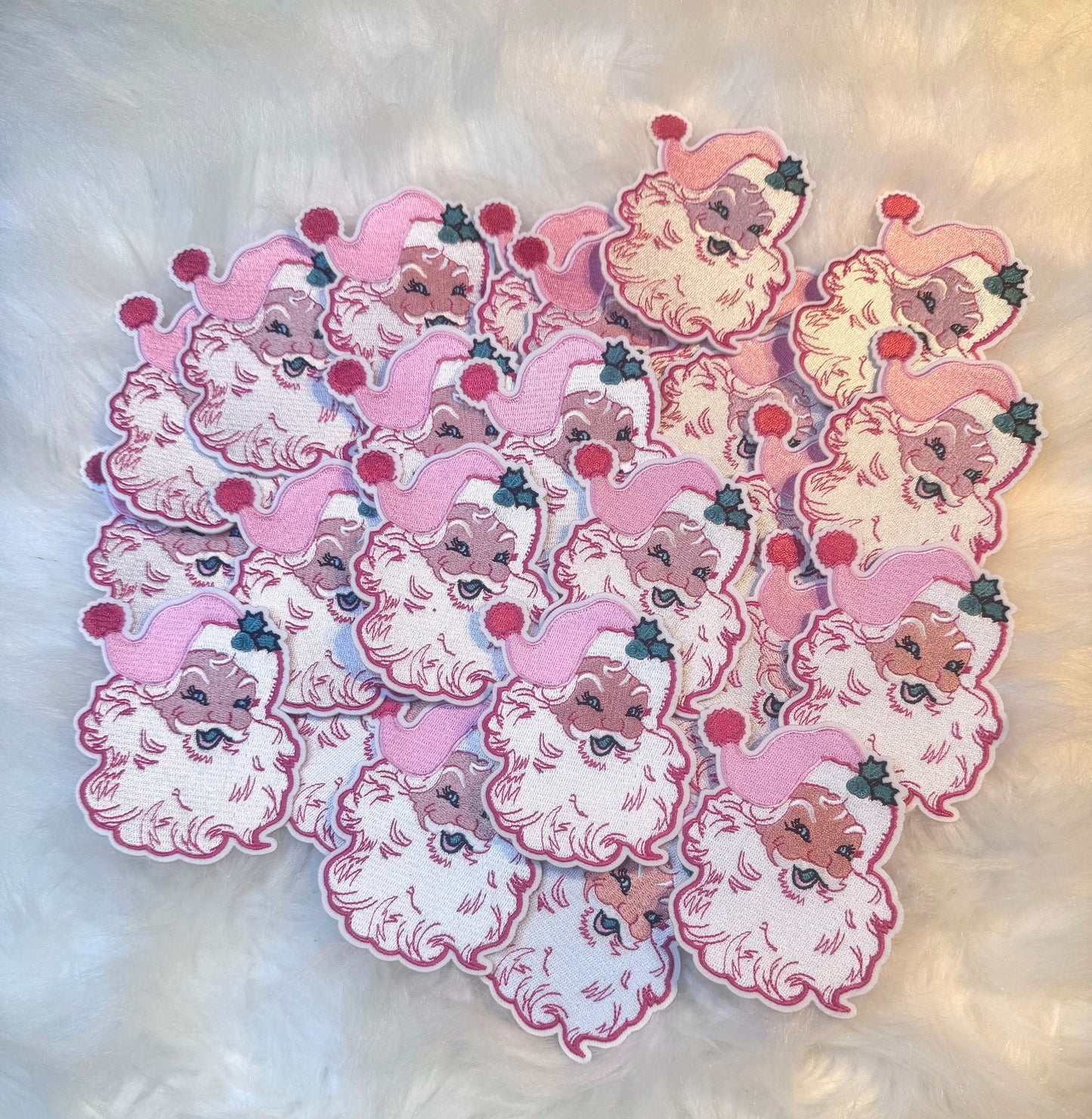 Pink Santa Patch, Custom 3.5"patch, Trucker Hat Patch, Christmas Patch, Iron On Patch, Holiday Patch, DIY Patch, Hat Patch, Santa Patch, Hat Bar Patch