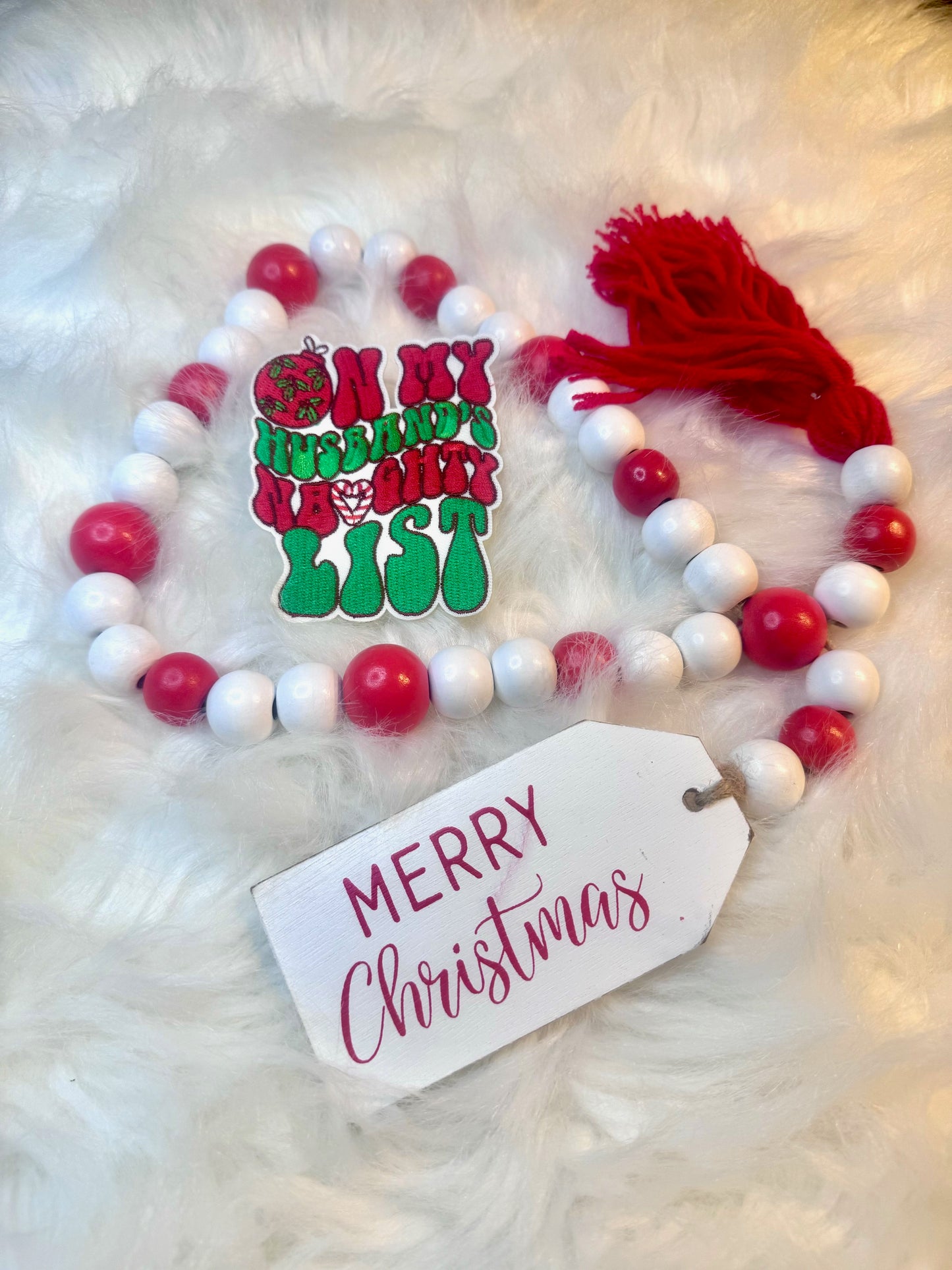 Naughty List Patch, Christmas Patch, Custom 3.5" Patch, Embroidered Patch, Mistletoe Patch, Trucker Hat Patch, On My Husband's Naughty List Patch, Iron on Patch, DIY Patch, Patch for Hat, Holiday patch