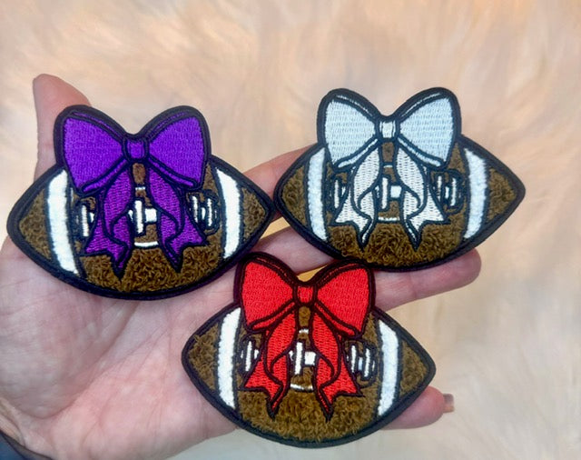 Football Bow Chenille Patch, White Bow Football Patch, Game Day Patch, Trucker Hat Patch, Fall Patch, Hat Bar Patch, Football, DIY