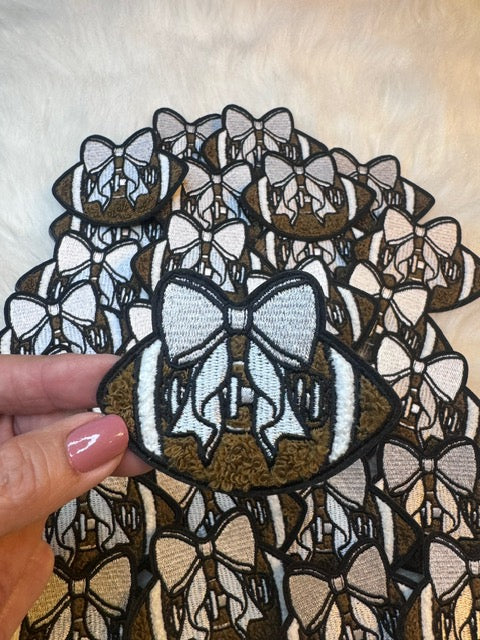 Football Bow Chenille Patch, White Bow Football Patch, Game Day Patch, Trucker Hat Patch, Fall Patch, Hat Bar Patch, Football, DIY