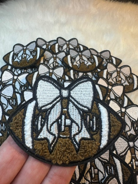 Football Bow Chenille Patch, White Bow Football Patch, Game Day Patch, Trucker Hat Patch, Fall Patch, Hat Bar Patch, Football, DIY