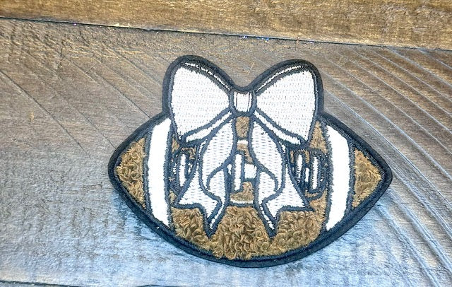 Football Bow Chenille Patch, White Bow Football Patch, Game Day Patch, Trucker Hat Patch, Fall Patch, Hat Bar Patch, Football, DIY
