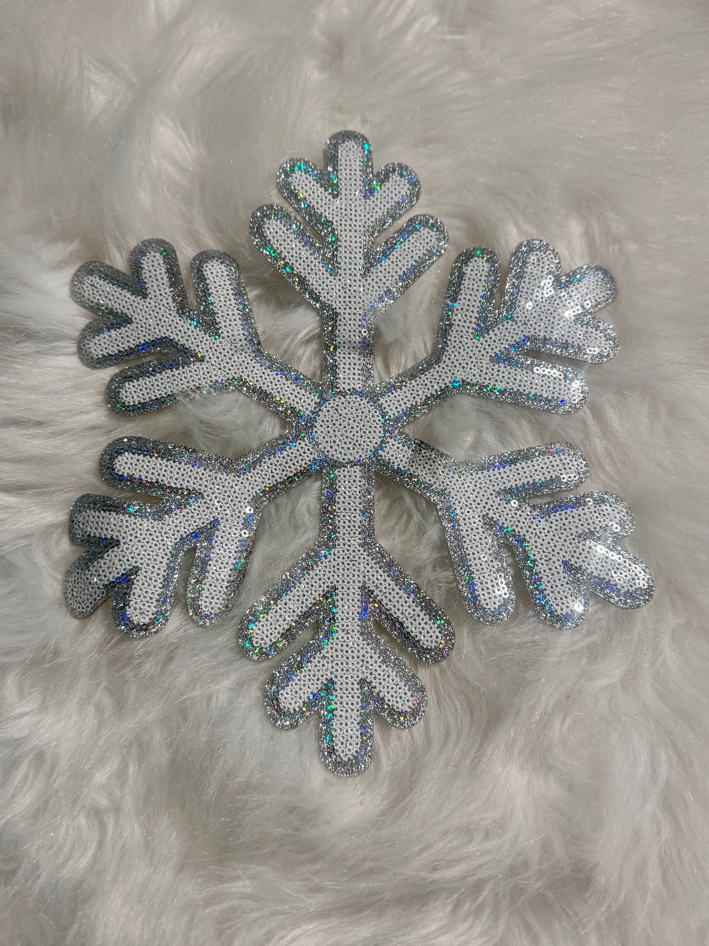 Sequin Patch, Sequin Snowflake Patch, 11 inch patch, Christmas Patch, Iron On Patch, Holiday Patch, DIY Patch, Sweatshirt Patch, Santa Patch, Sequin Patch, Glitter Patch