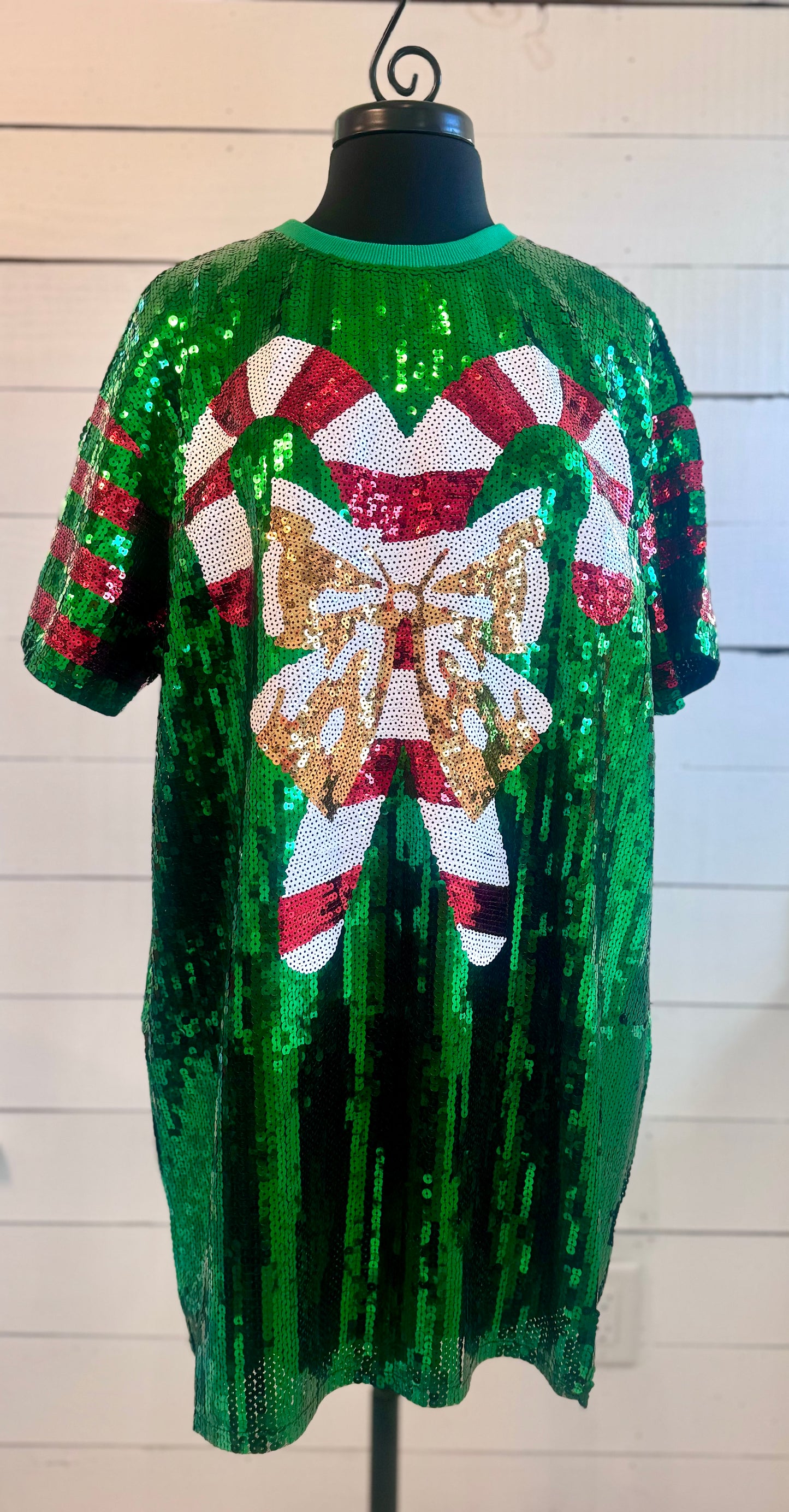 Sequin Dress, Christmas Sequin Dress, Candy Cane Sequin Dress, Green Sequin Dress, Candy Cane, Christmas Party Attire, Green Sequin Dress
