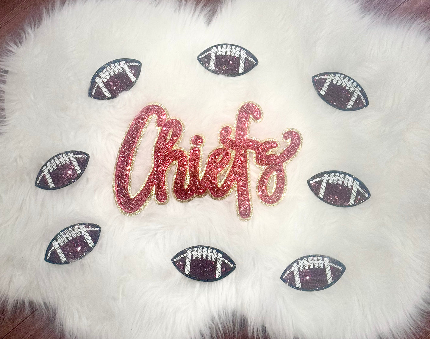 Chiefs Patch, Sequin Patch, Gold Glitter Backing, Iron On Patch, Game Day Patch, High School Mascot Patch, DIY Patch