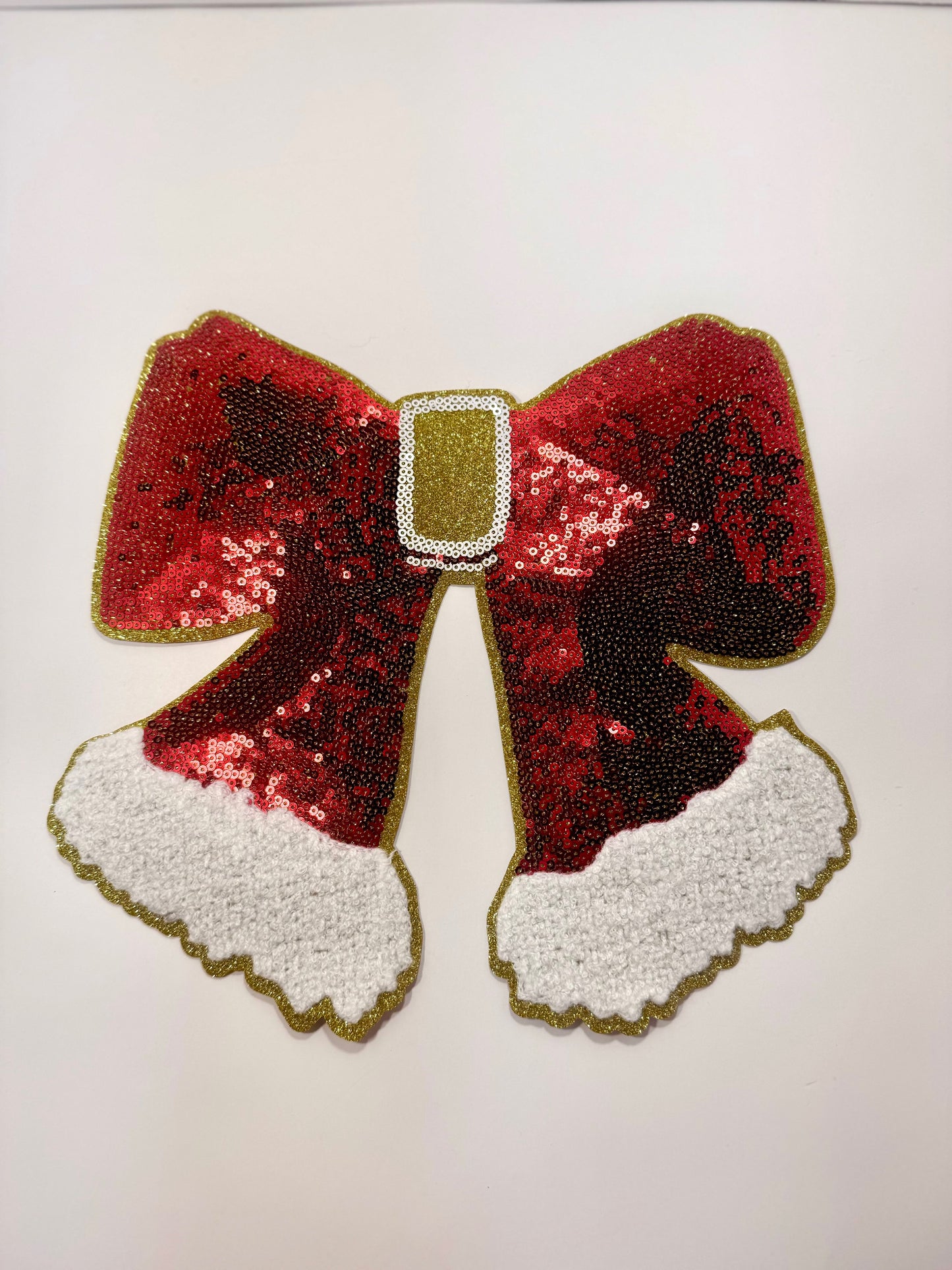 Sequin Bow Patch, Red Sequin Patch, 11 inch patch, Christmas Patch, Iron On Patch, Holiday Patch, DIY Patch, Sweatshirt Patch, Glitter Patch