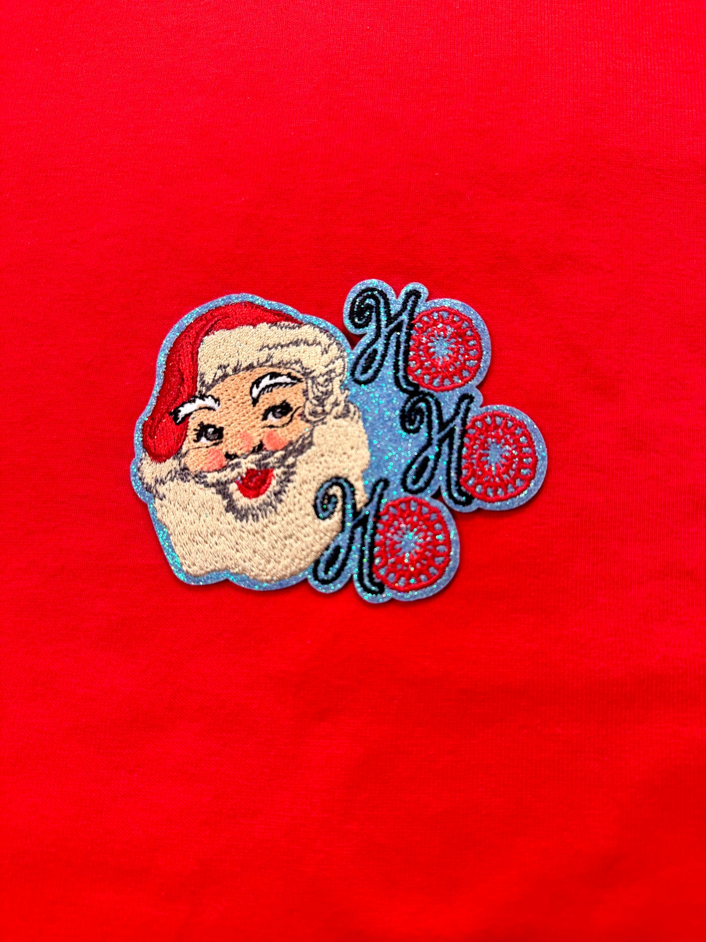 Ho Ho Ho Retro Santa Patch, Christmas Glitter Patch, Christmas Turquoise Patch, Christmas Hat Bar Patches, DIY