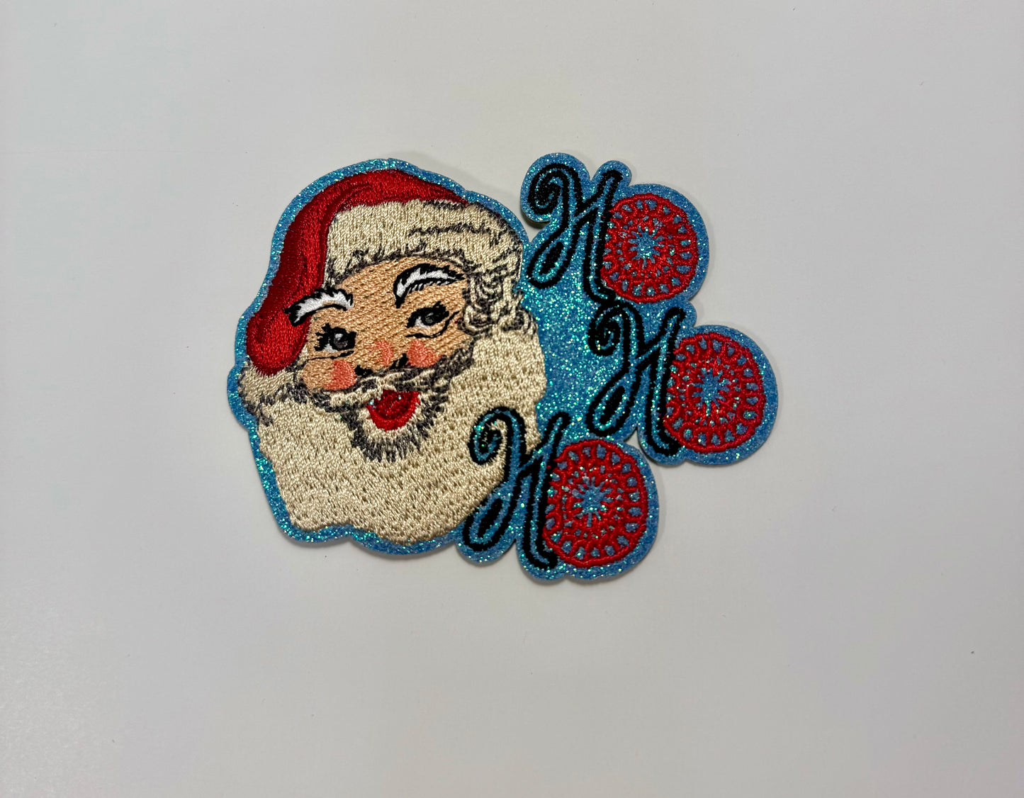 Ho Ho Ho Retro Santa Patch, Christmas Glitter Patch, Christmas Turquoise Patch, Christmas Hat Bar Patches, DIY