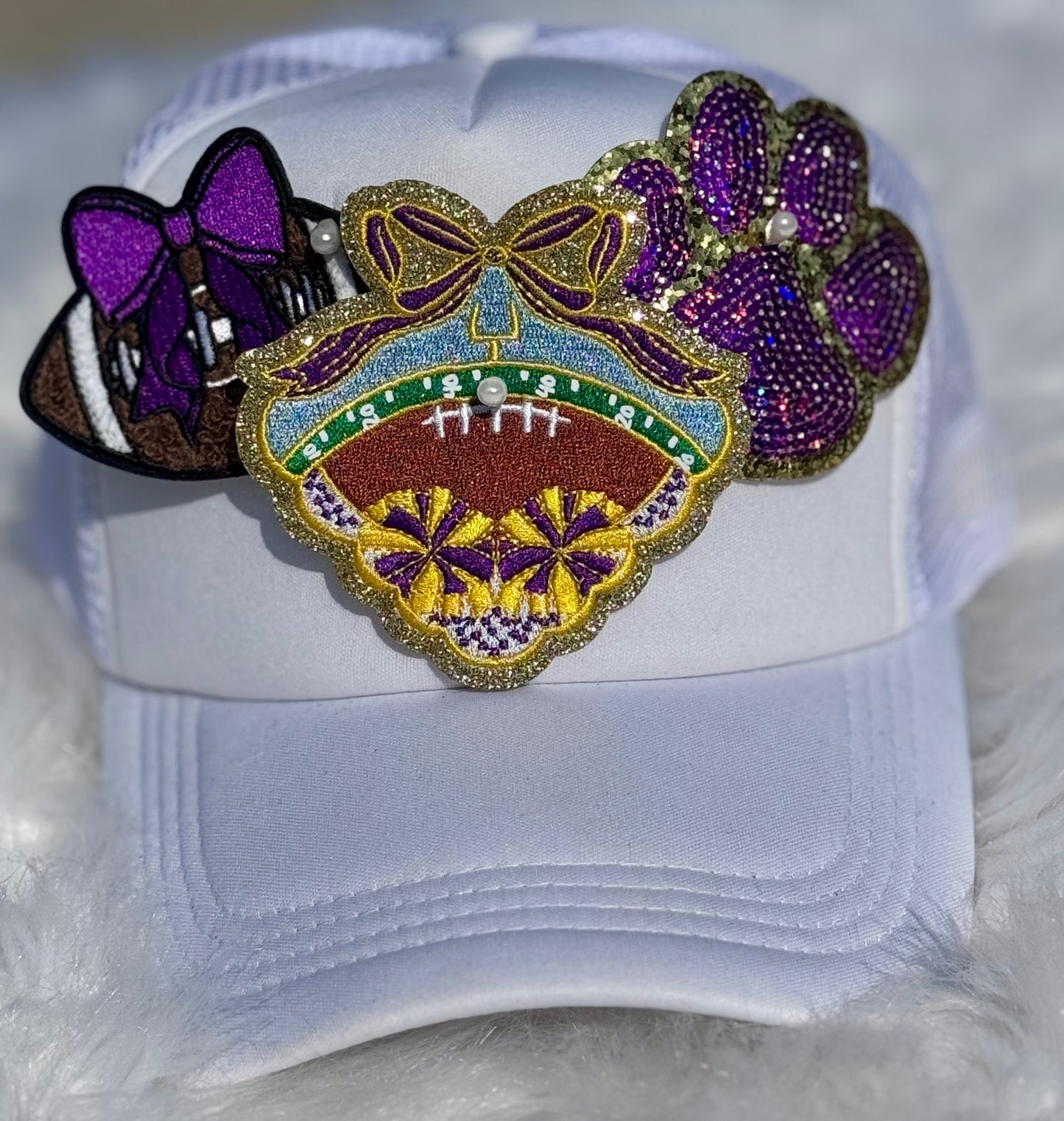 Football Cheer Bow Embroidered Patch: Game Day Iron on Applique