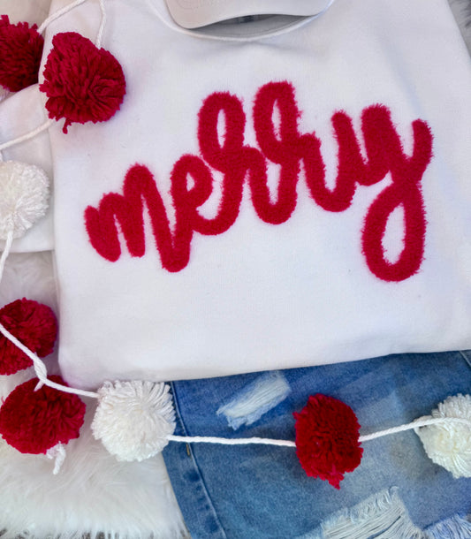 Merry Fluffy Patch, Christmas Patch, Iron on Patch, DIY Applique