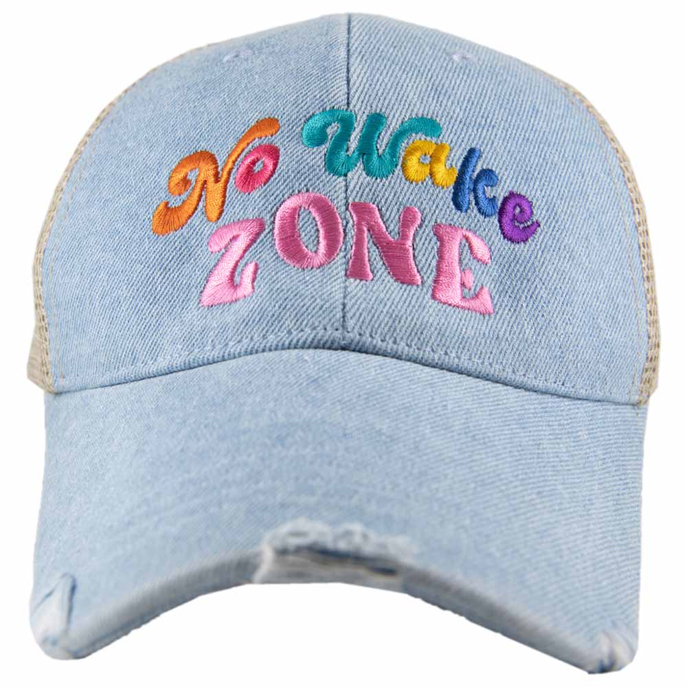 NO WAKE ZONE DENIM TRUCKER HAT
