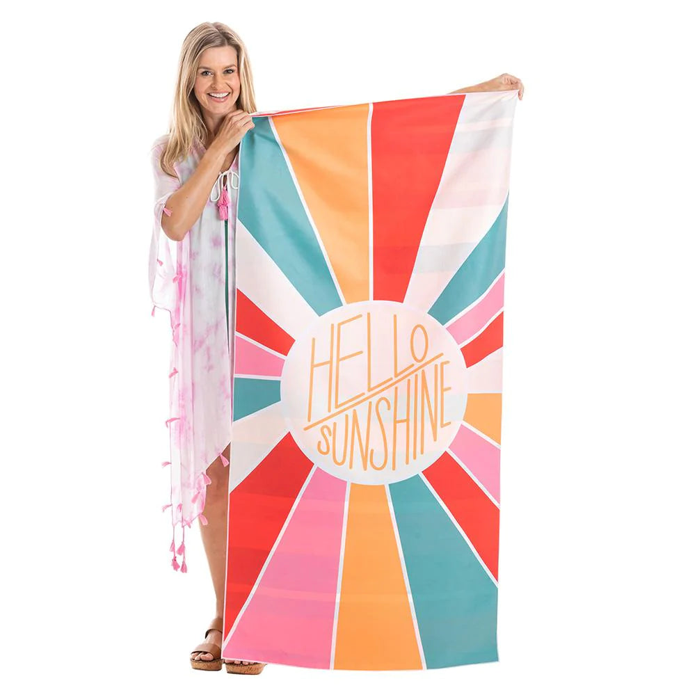 MICROFIBER BEACH TOWEL - HELLO SUNSHINE/BEACH