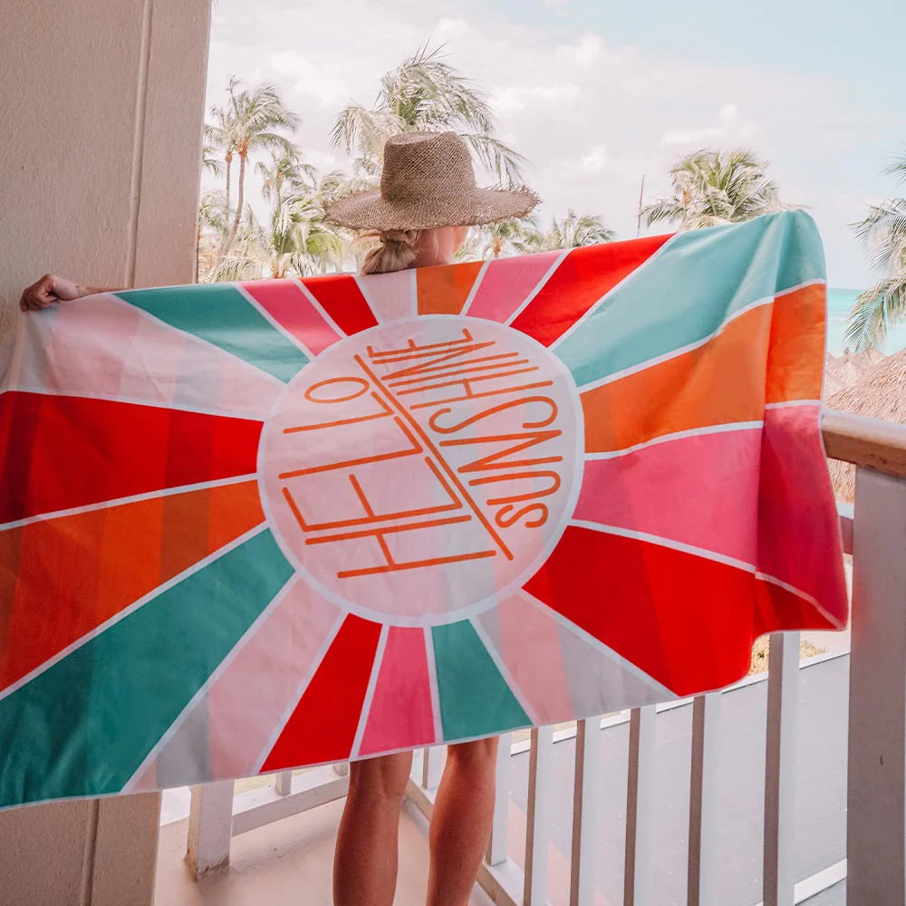 MICROFIBER BEACH TOWEL - HELLO SUNSHINE/BEACH