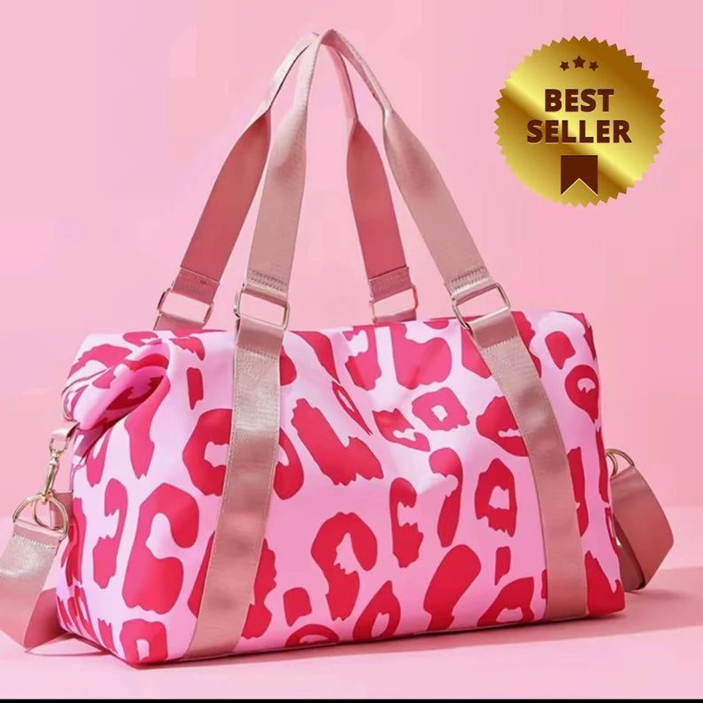 Leopard Print Pink Weekender Travel Bag