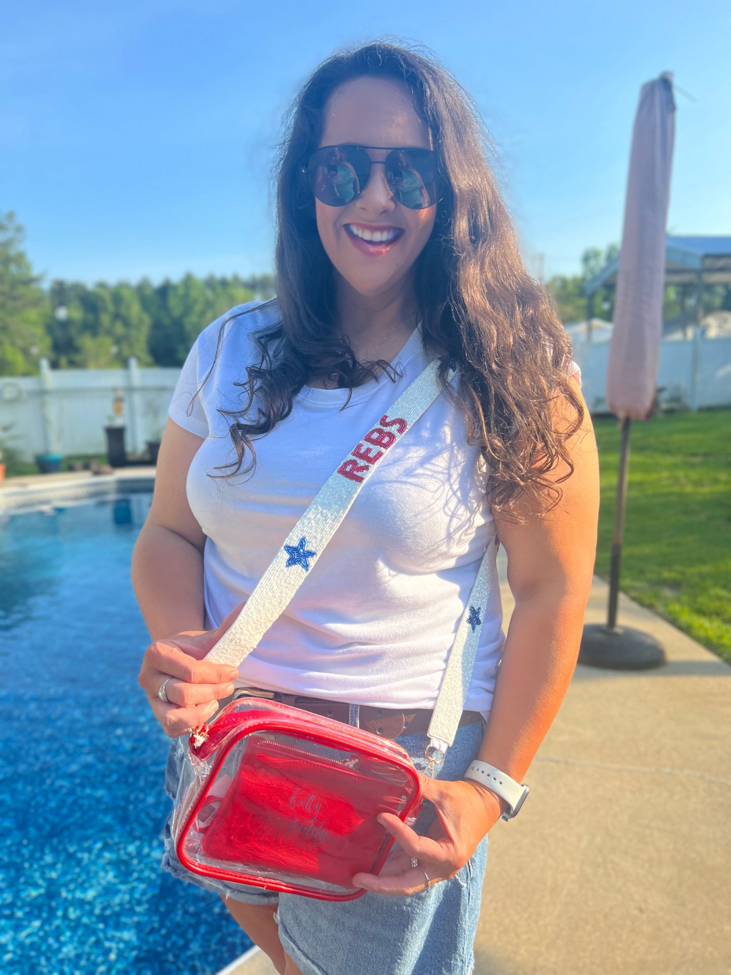 Clear Purse with Patterned Shoulder Straps - Ole Miss/Game Day/Game Day
