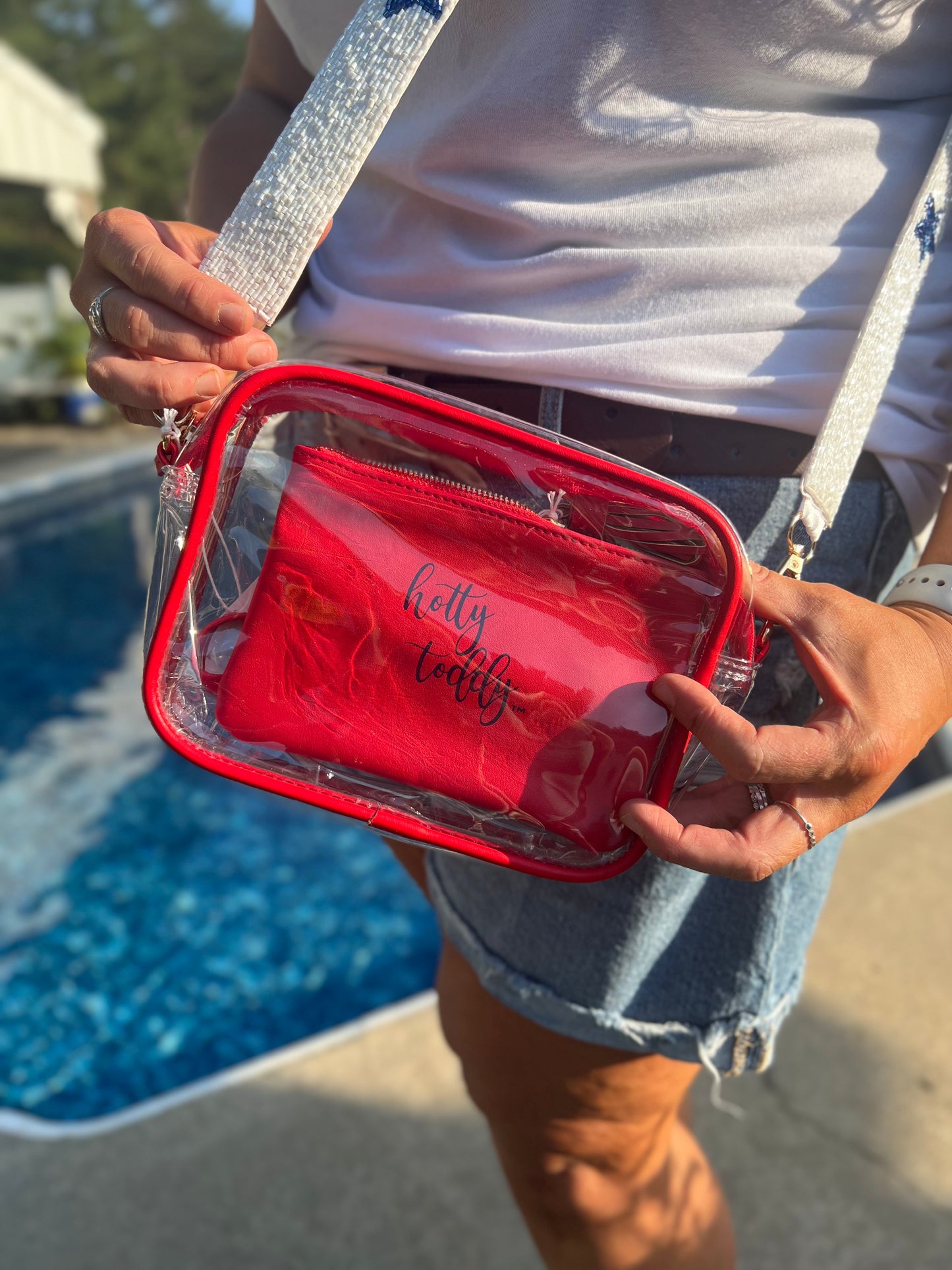 Clear Purse with Patterned Shoulder Straps - Ole Miss/Game Day/Game Day